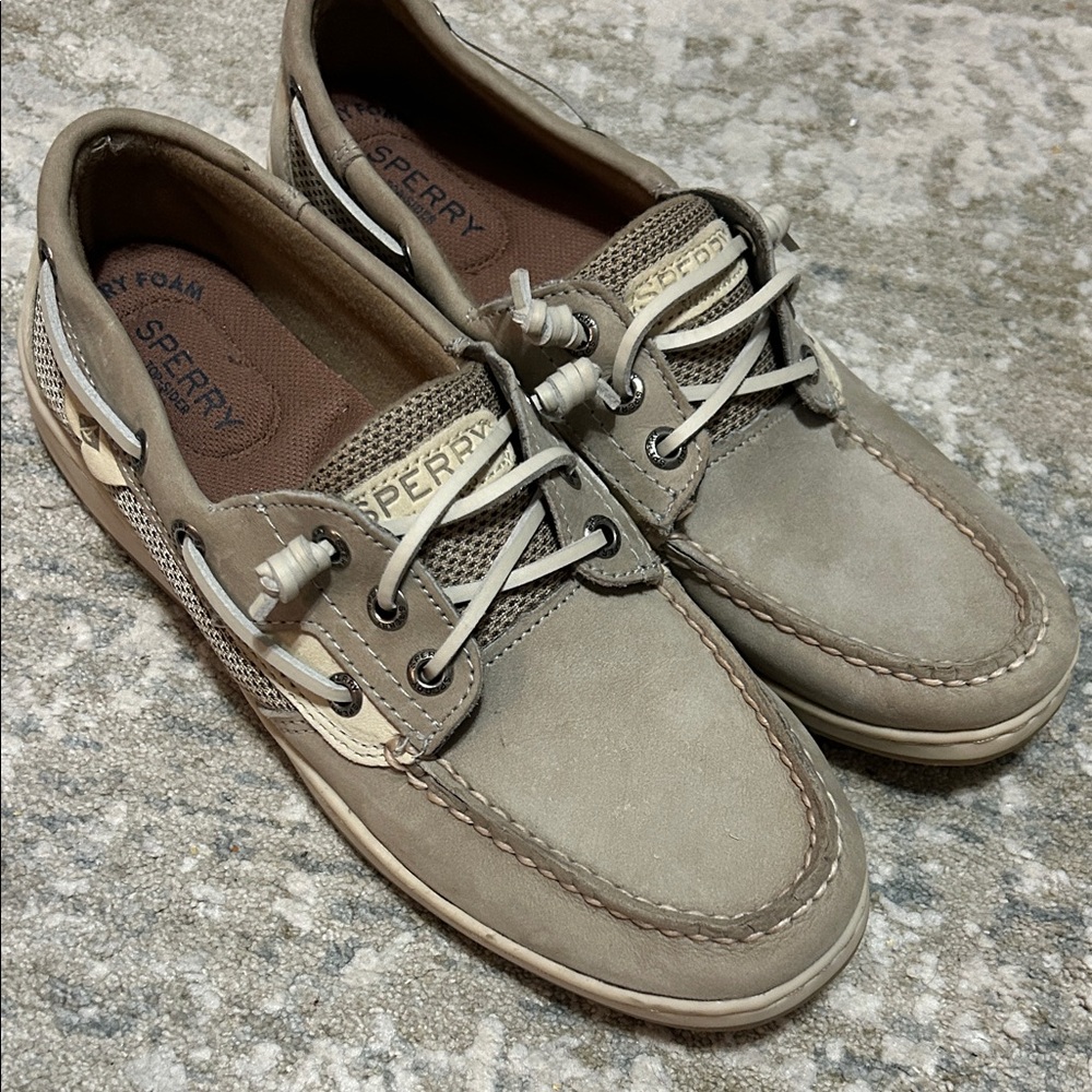 Sperry Women's Taupe/Beige Leather Boat Shoes